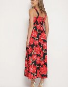ann gissy Rochie Negru Evazată cu Vâscoză cu Imprimeu Floral Nilarune