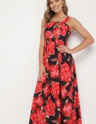 ann gissy Rochie Negru Evazată cu Vâscoză cu Imprimeu Floral Nilarune
