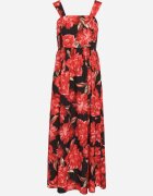 ann gissy Rochie Negru Evazată cu Vâscoză cu Imprimeu Floral Nilarune