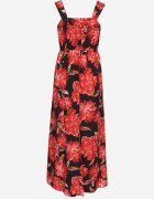 ann gissy Rochie Negru Evazată cu Vâscoză cu Imprimeu Floral Nilarune