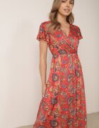 ann gissy Rochie petrecută cu adaos de vâscoză cu imprimeu Paisley Harea Roșie