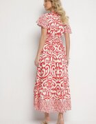 ann gissy Rochie Roșie cu croi evazat cu model ornamental Tillivene