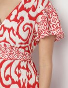 ann gissy Rochie Roșie cu croi evazat cu model ornamental Tillivene
