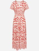 ann gissy Rochie Roșie cu croi evazat cu model ornamental Tillivene