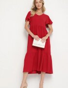 ann gissy Rochie Roșie cu Croială Cloș din Viscoză Filastia