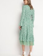 ann gissy Rochie Verde Asimetrică Midi Evazată cu plasă Tivora