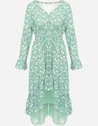 ann gissy Rochie Verde Asimetrică Midi Evazată cu plasă Tivora