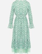 ann gissy Rochie Verde Asimetrică Midi Evazată cu plasă Tivora