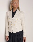 ann gissy Sacou Cambrat Dublu Rând bej deschis în stil tweed cu imitație de buzunare Liolia