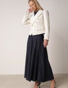 ann gissy Sacou Cambrat Dublu Rând bej deschis în stil tweed cu imitație de buzunare Liolia
