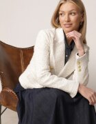 ann gissy Sacou Cambrat Dublu Rând bej deschis în stil tweed cu imitație de buzunare Liolia