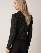 ann gissy Sacou Negru Dublu Rând Cambrat în Stil Tweed cu Imitație de Buzunare Liolia