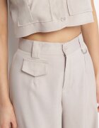ann gissy Set Bej deschis Stil cargo Vestă cu guler și Pantaloni largi Zireva