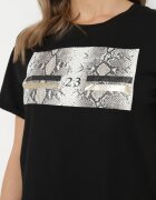 ann gissy Tricou negru de bumbac cu imprimeu decorativ Jalliana