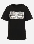 ann gissy Tricou negru de bumbac cu imprimeu decorativ Jalliana