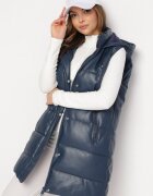 ann gissy Vestă Granat cu Piele ecologică Matlasată cu Glugă Salerna