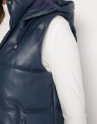 ann gissy Vestă Granat cu Piele ecologică Matlasată cu Glugă Salerna