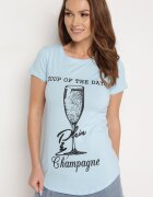 aosen Tricou Clasic Albastru deschis din Bumbac Decorat cu Imprimeu Getantia