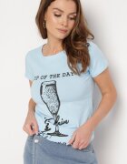 aosen Tricou Clasic Albastru deschis din Bumbac Decorat cu Imprimeu Getantia