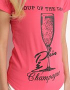 aosen Tricou clasic roz din bumbac decorat cu imprimeu Getantia