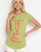 aosen Tricou Clasic Verde deschis de bumbac Imprimat Getantia