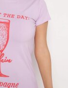 aosen Tricou Clasic Violet din Bumbac Decorat cu Imprimeu Getantia