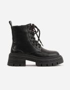 apawwa Botine cu căptușeală în stil worker Mahee Negre