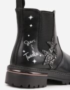 apawwa Ghete cu talpă joasă (tip chelsea) pe talpă cu profil decorate cu aplicație cu sclipici Fenvia Negre