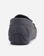 apawwa Mocasini tip pantofi semicu vârf rotund cu branț din piele și ornament Emalina Bleumarin