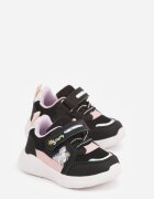 apawwa Pantofi Sport Negru-Violet Sneakers cu Talpă Groasă cu Ornamente Metalice Salanore