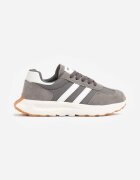 apawwa Pantofi sport sneakers cu scai și branț din piele Ladru Gri
