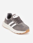 apawwa Pantofi sport sneakers cu scai și branț din piele Ladru Gri