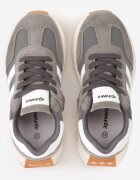 apawwa Pantofi sport sneakers cu scai și branț din piele Ladru Gri