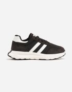 apawwa Pantofi sport sneakers cu scai și branț din piele Ladru Negri