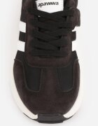 apawwa Pantofi sport sneakers cu scai și branț din piele Ladru Negri