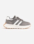 apawwa Pantofi sport sneakers cu scai și branț din piele Myrietara Gri