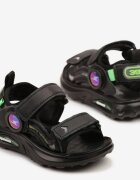 apawwa Sandale Negre din piele în stil sport cu închidere cu scai Meparia