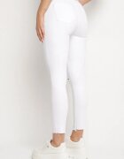 b.s.jeans Blugi strâmți din bumbac albi cu talie înaltă și găuri la genunchi Novanera