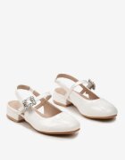 bacio&bacio kids Sandale Albe Lăcuite Cu închidere în jurul gleznei Cu ornament cu zirconii Brenu