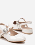 bacio&bacio kids Sandale Albe Lăcuite Cu închidere în jurul gleznei Cu ornament cu zirconii Brenu