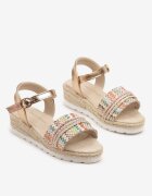 bacio&bacio kids Sandale Aurii-Bej pe Pană cu Împletitură Zioressa