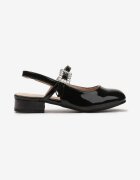 bacio&bacio kids Sandale Negre Lăcuite cu bareta la gleznă cu ornament de strasuri Brenu