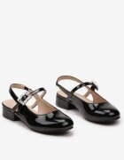 bacio&bacio kids Sandale Negre Lăcuite cu bareta la gleznă cu ornament de strasuri Brenu