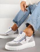 badoxx Adidași Alb-Gri Din Piele cu Fermoar Decorativ Tillirella