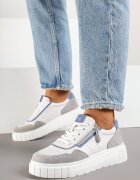 badoxx Adidași Alb-Gri Din Piele cu Fermoar Decorativ Tillirella