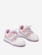 badoxx Adidași Plati Alb-Violet cu Scai Model Geometric și Sireturi Terevan
