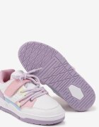 badoxx Adidași Plati Alb-Violet cu Scai Model Geometric și Sireturi Terevan