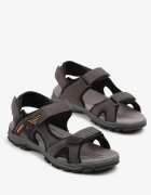 badoxx Sandale Gri-Portocalii Sport cu Branț din Piele cu Model Geometric Natasena