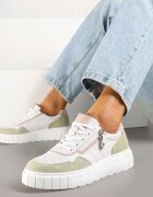 badoxx Sneakers Albi-Verzi din Piele cu Fermoar Decorativ Tillirella