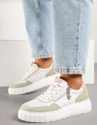 badoxx Sneakers Albi-Verzi din Piele cu Fermoar Decorativ Tillirella